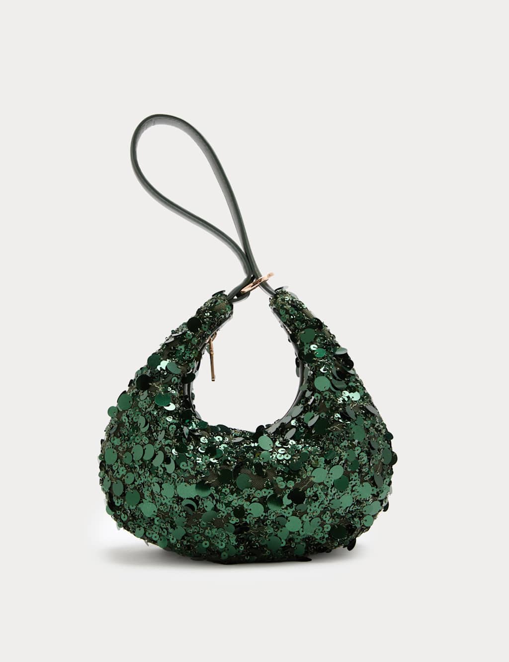M&S Sequin Top Handle Grab Bag Green