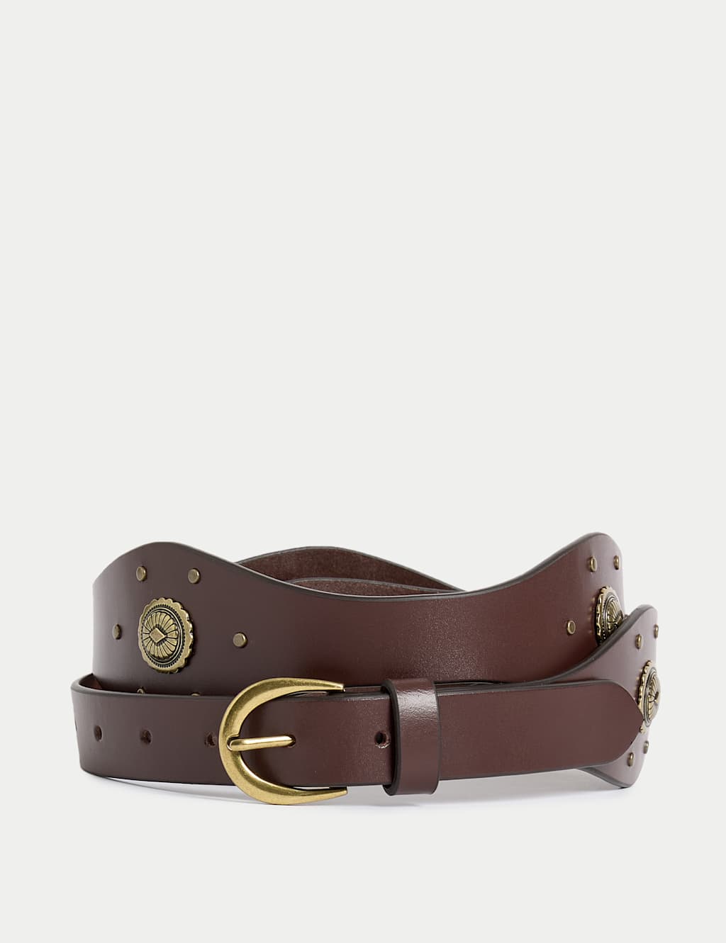 Leather Boho Studded Western Belt