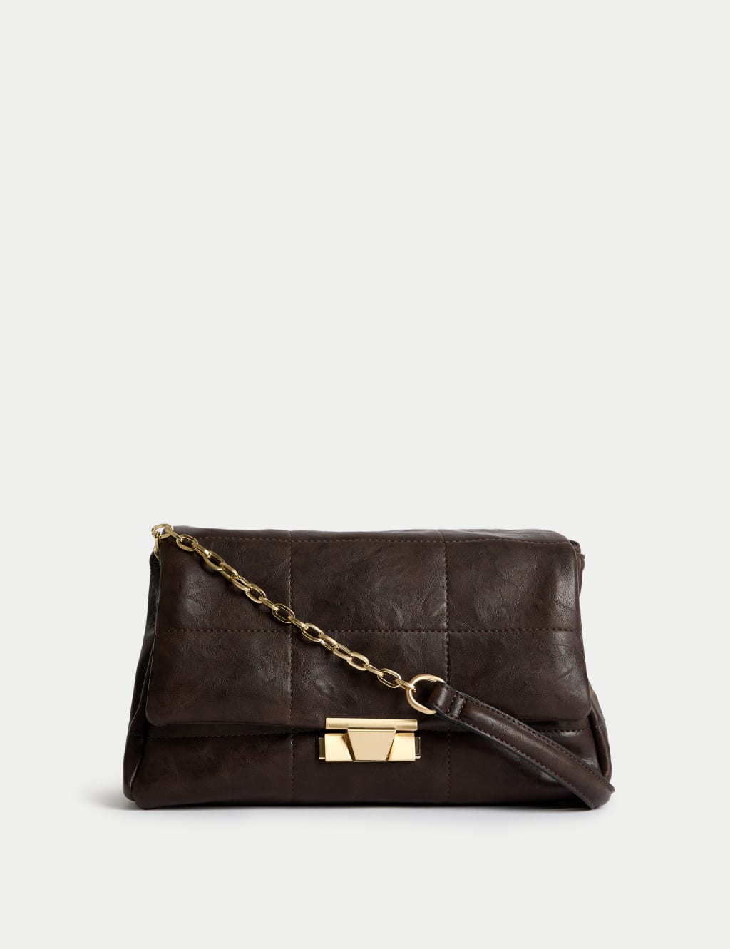 Faux Leather Quilted Shoulder Bag
