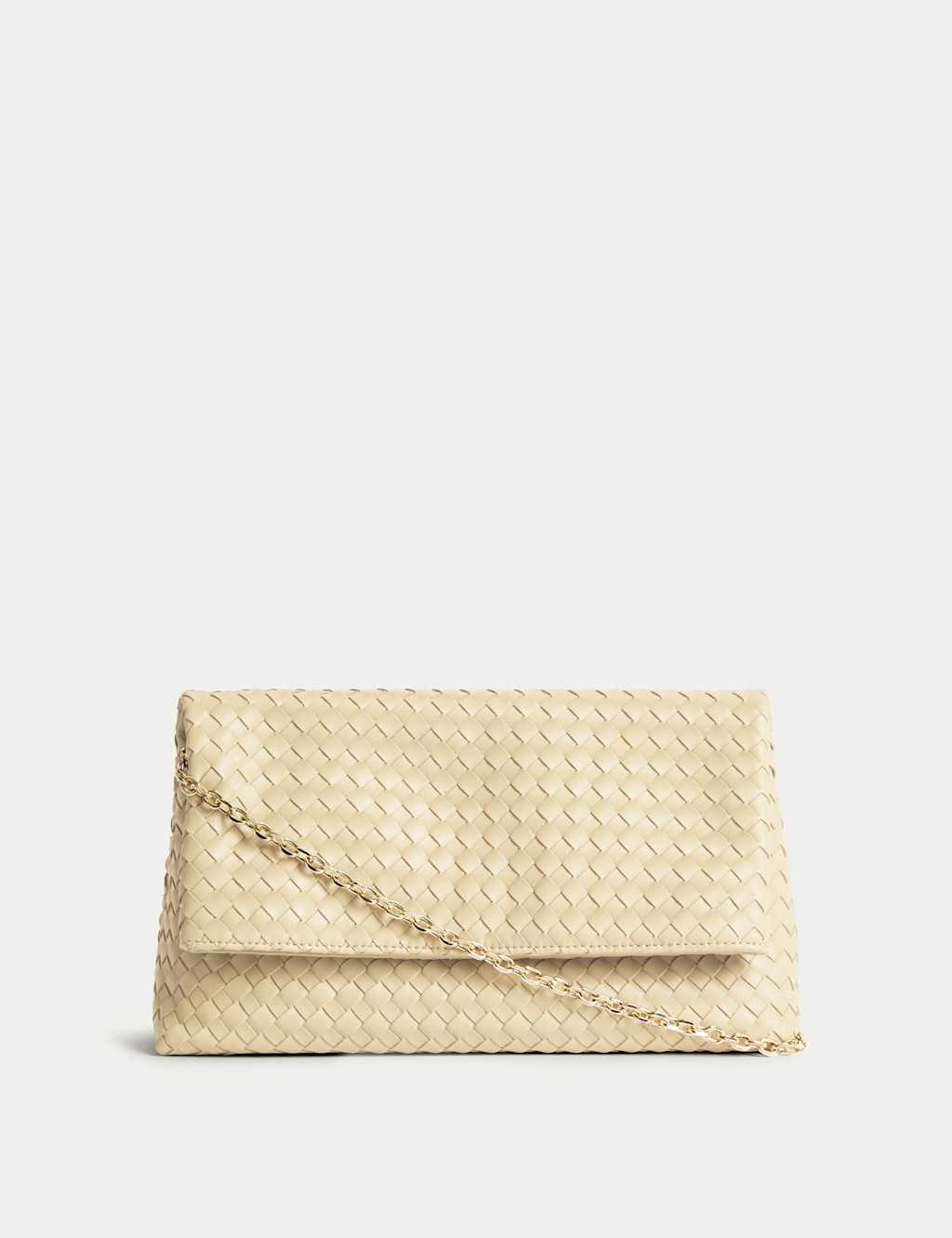 Faux Leather Woven Clutch Bag