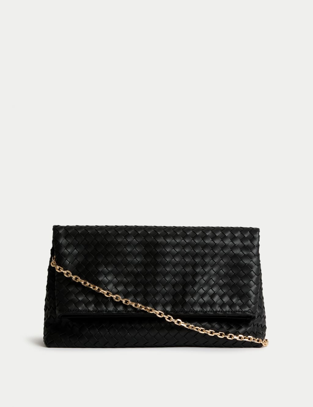 Faux Leather Woven Clutch Bag