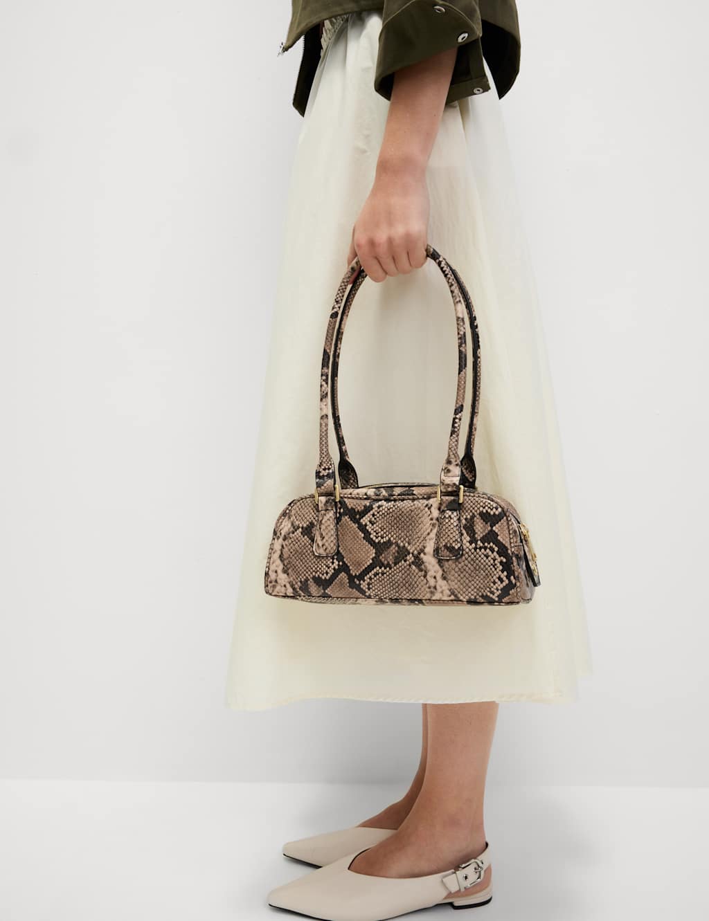 Faux Leather Bowler Bag