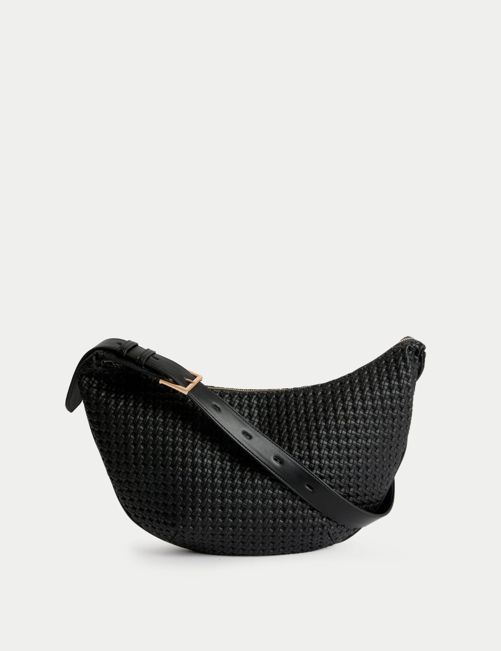 Faux Leather Woven Sling Bag
