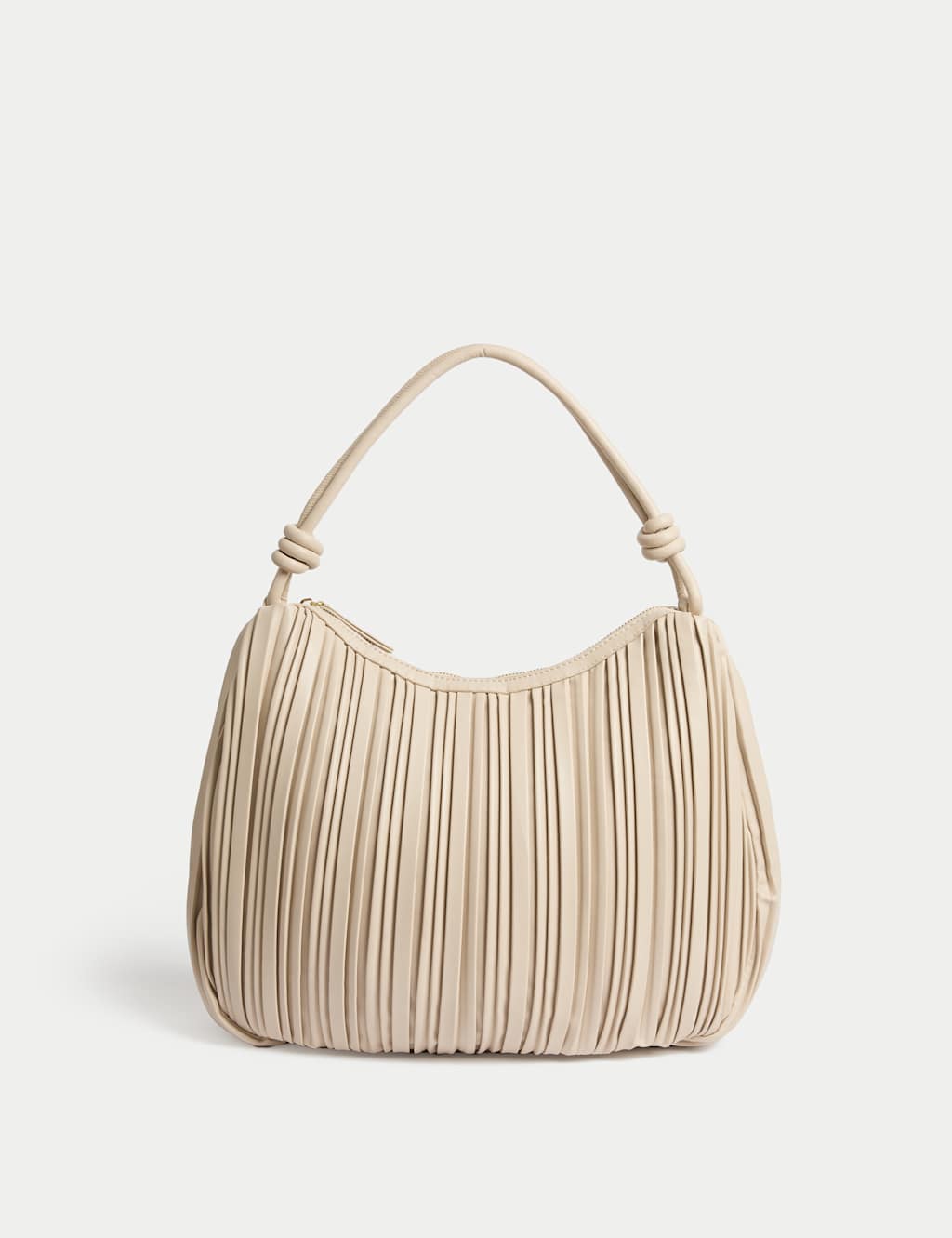 Faux Leather Pleated Top Handle Shoulder Bag