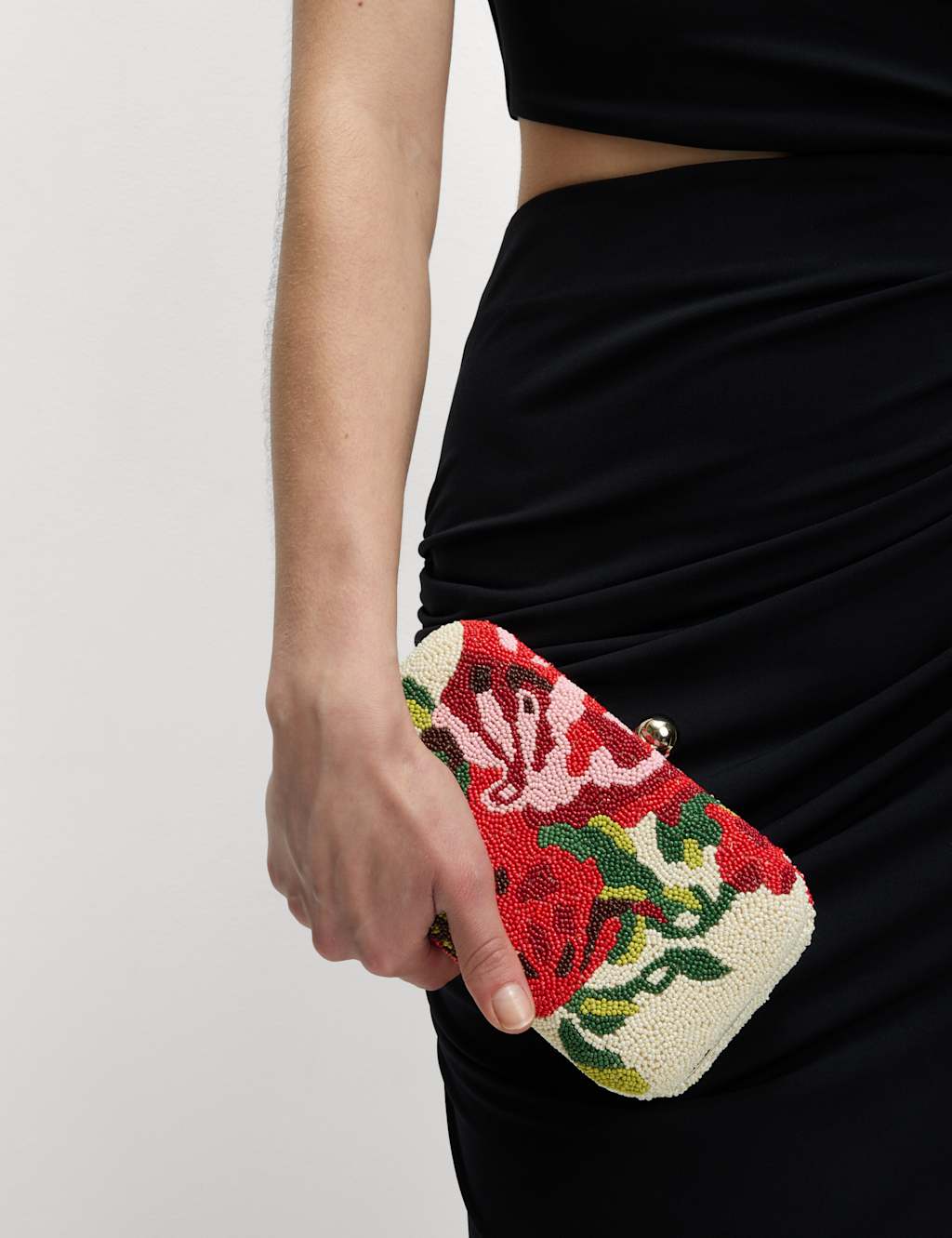 Beaded Floral Clutch Bag
