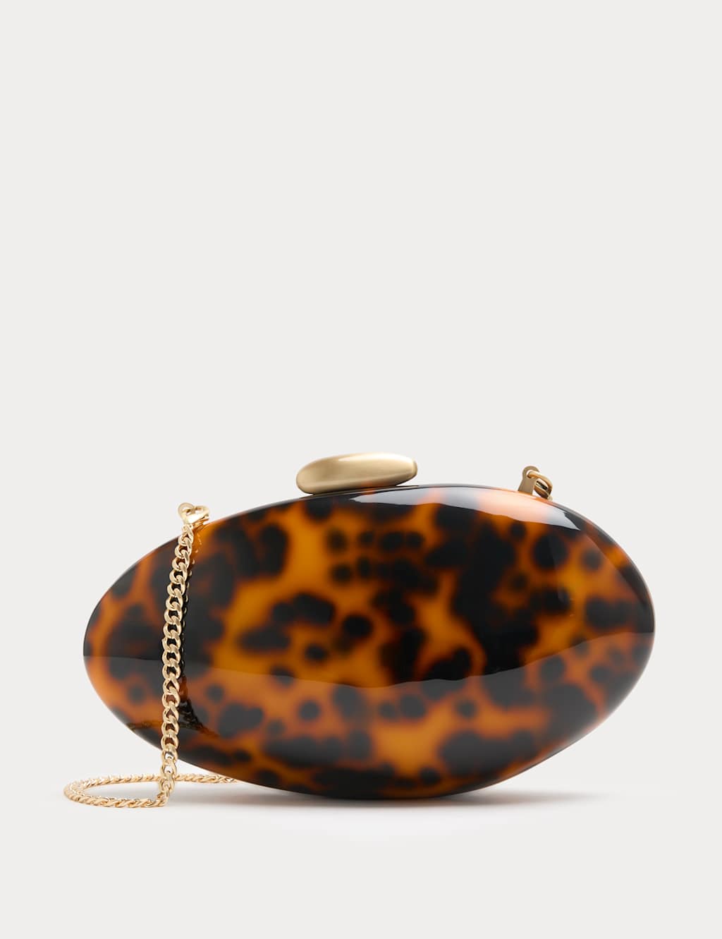 M&S Tortoise Shell Clutch Bag Brown Mix