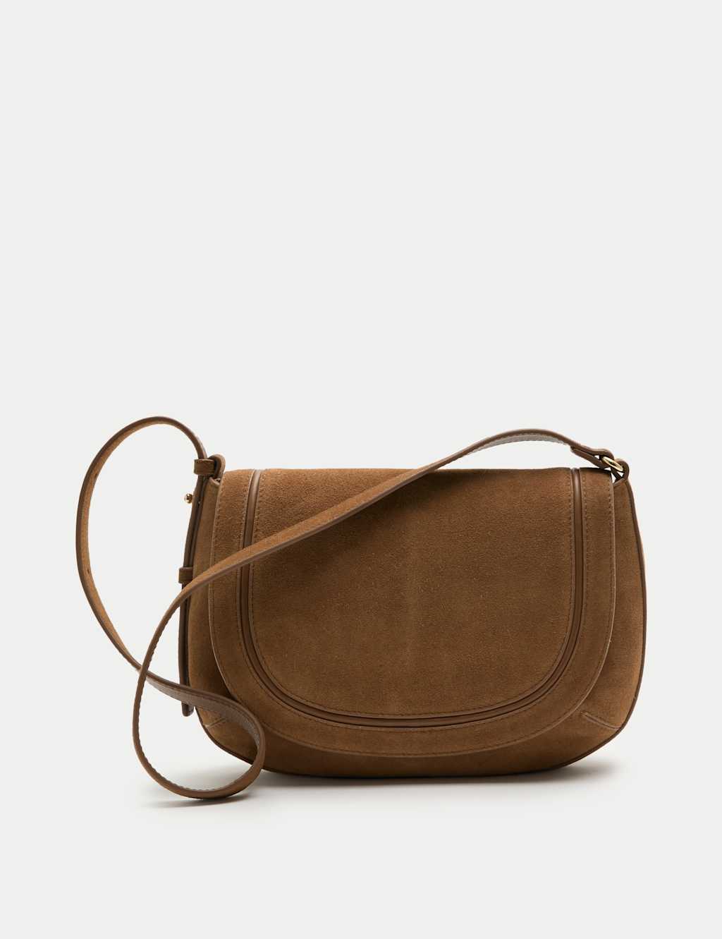 Per Una Women's Suede Saddle Shoulder Bag - Chestnut