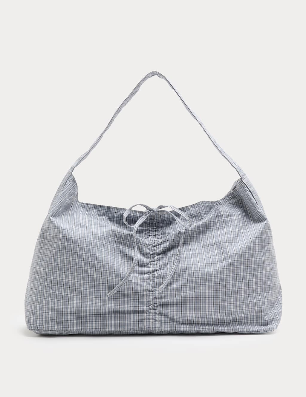 M&S Women's Checked Ruched Tie Shoulder Bag - Blue Mix