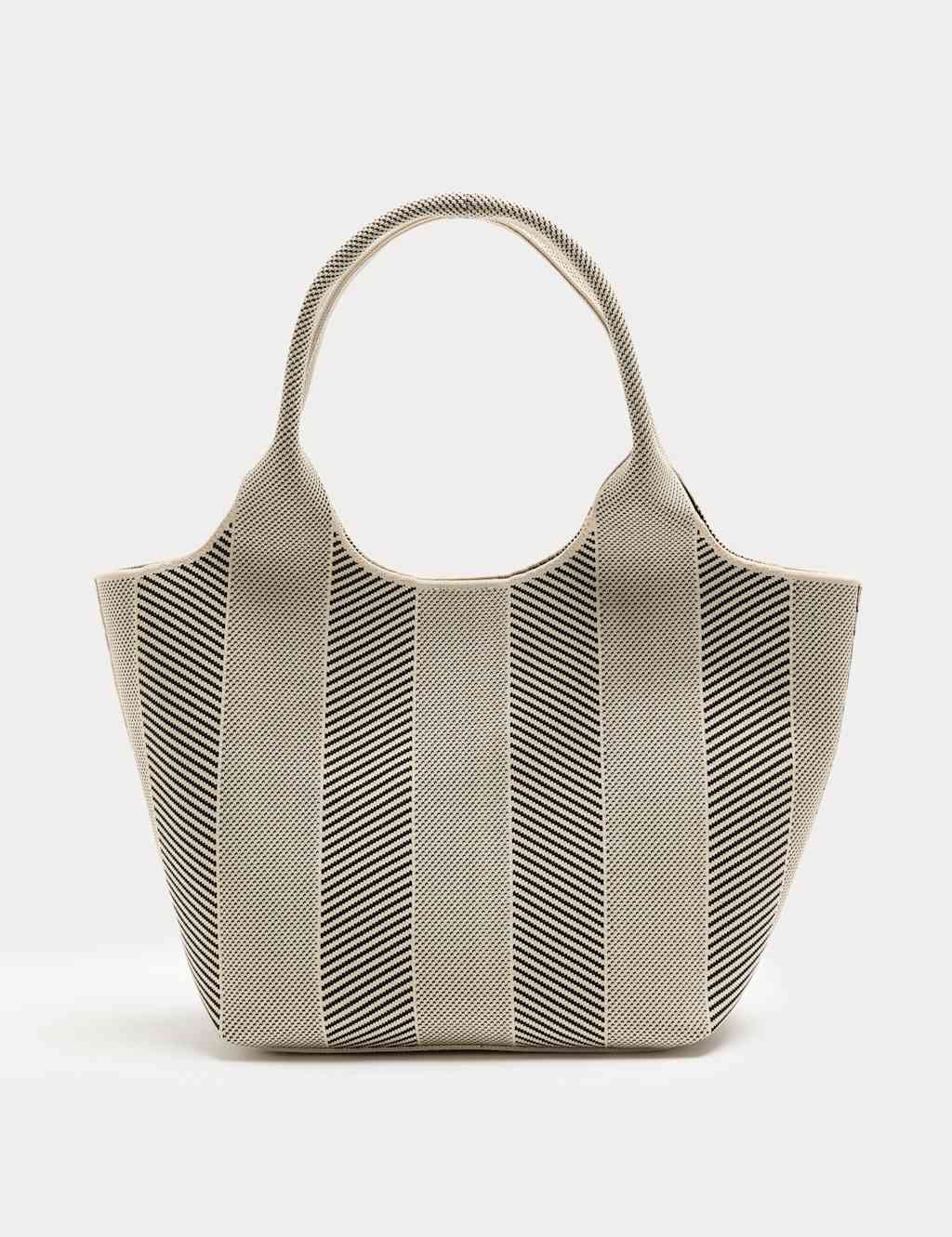 M&S Women's Flyknit Striped Top Handle Grab Bag - Cream Mix - Mother's Day Gift
