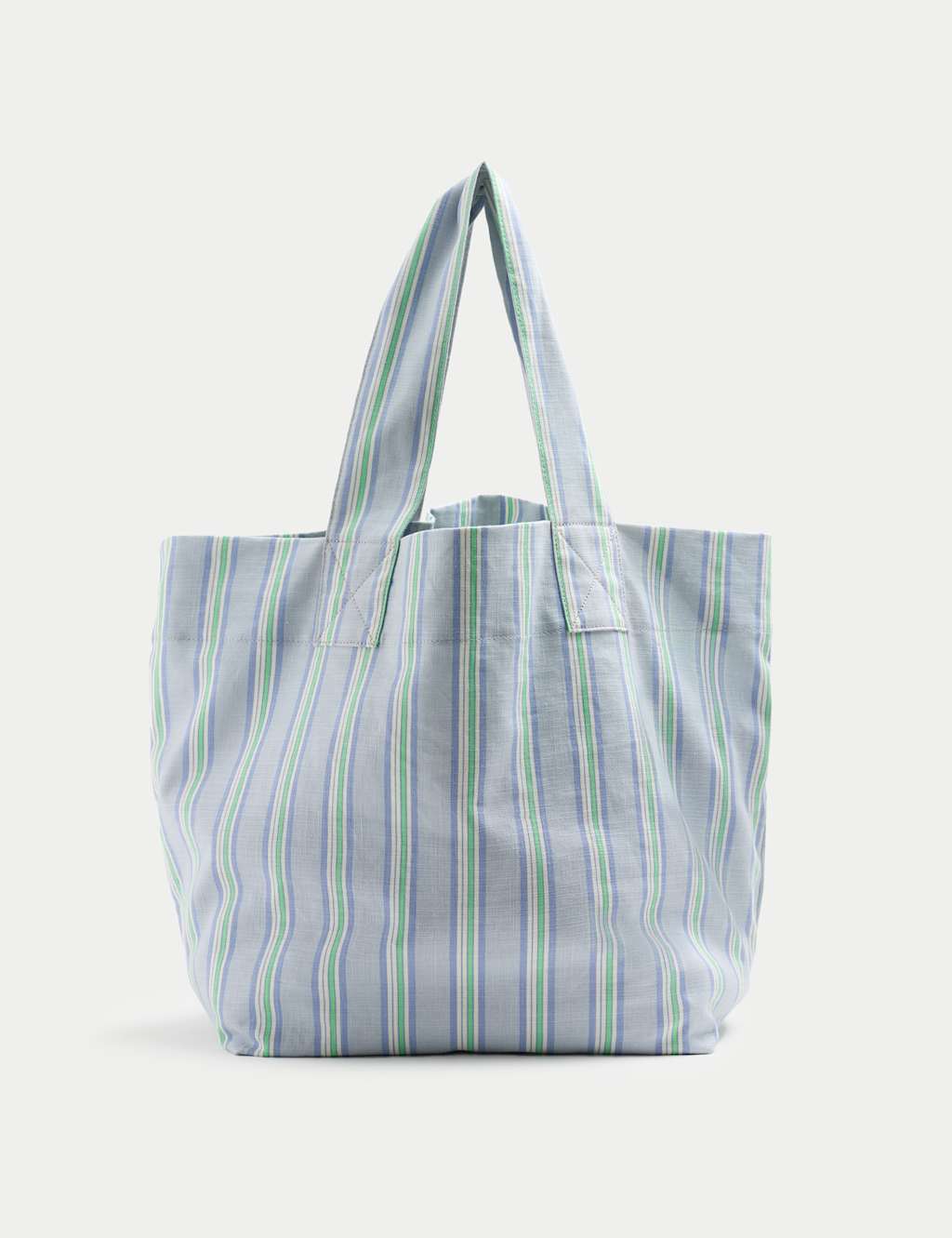 M&S Women's Pure Cotton Striped Shopper - Blue Mix
