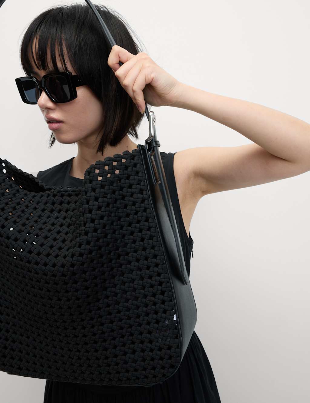 Fabric Woven Shoulder Tote Bag