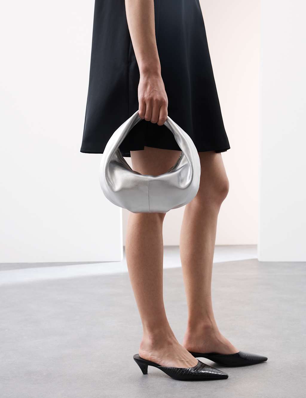 Leather Top Handle Grab Bag
