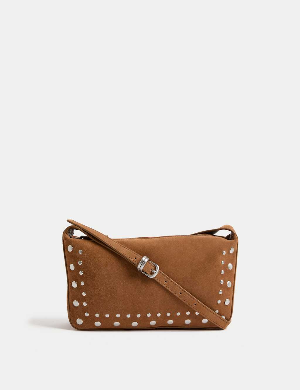 Per Una Suede Studded Shoulder Bag Toffee