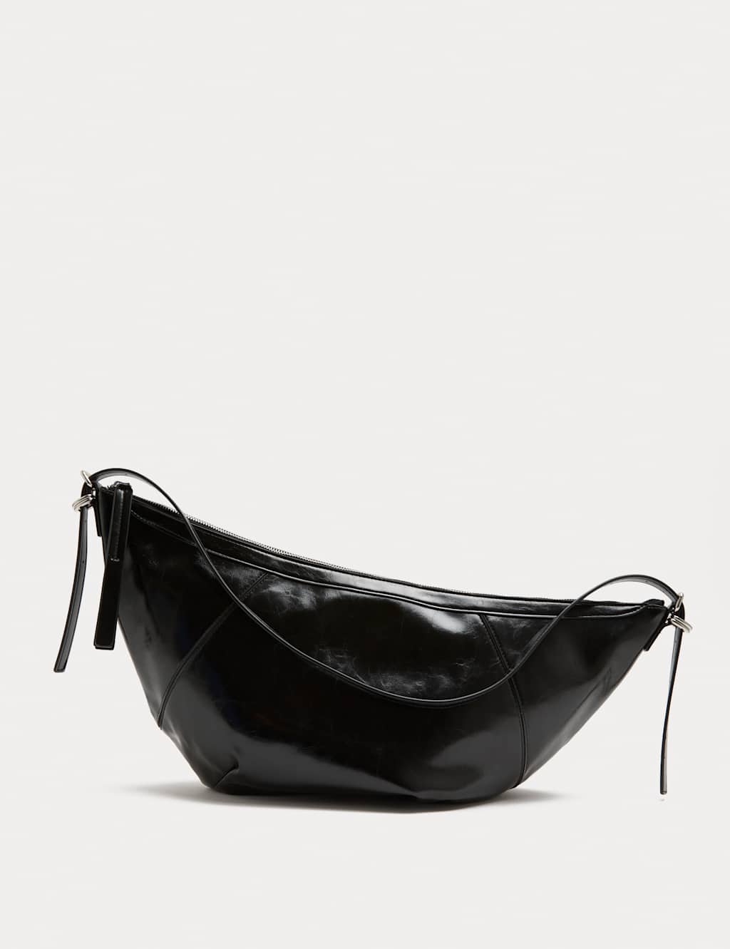 M&S Patent Sling Bag Black