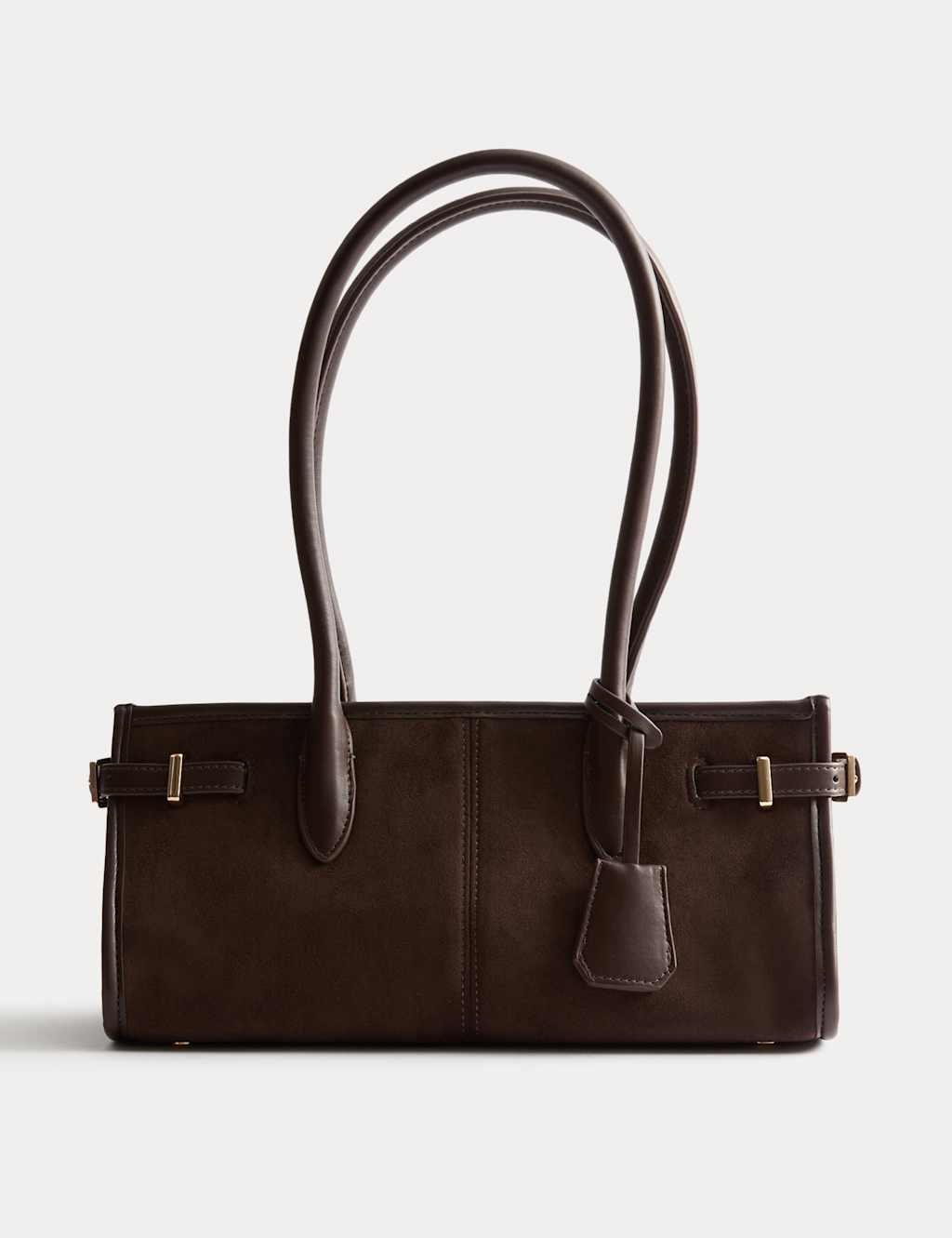 M&S Suedette Buckle Shoulder Bag Chocolate