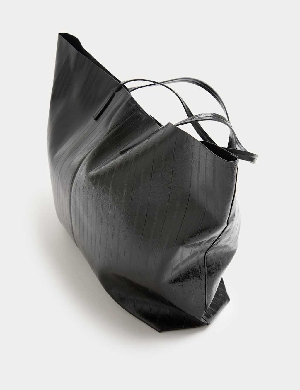 M&S Faux Leather Oversized Tote Bag Black C