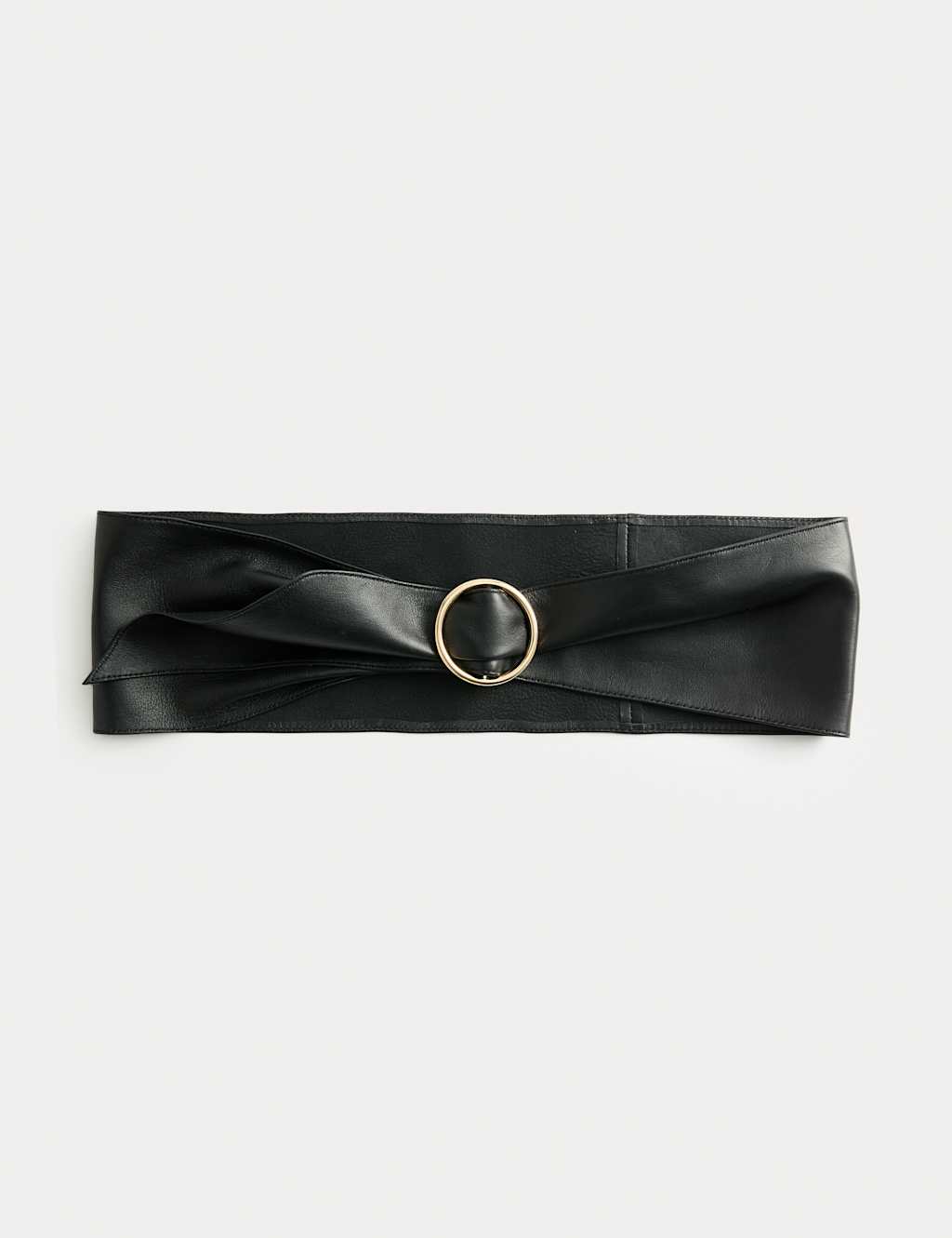 M&S Leather Circle Buckle Belt Black