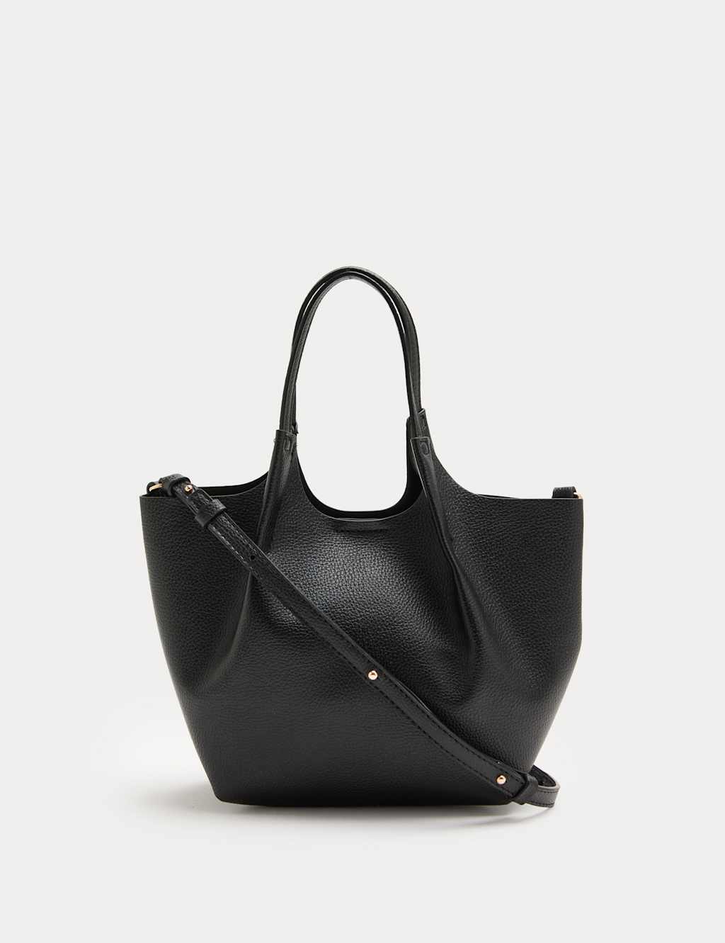 M&S Women's Faux Leather Pinched Mini Tote Bag - Black