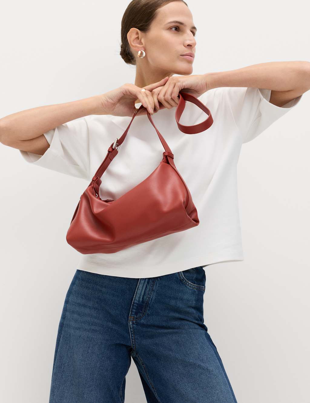 M&S Women's Slouchy Cross Body Sling Bag - Red