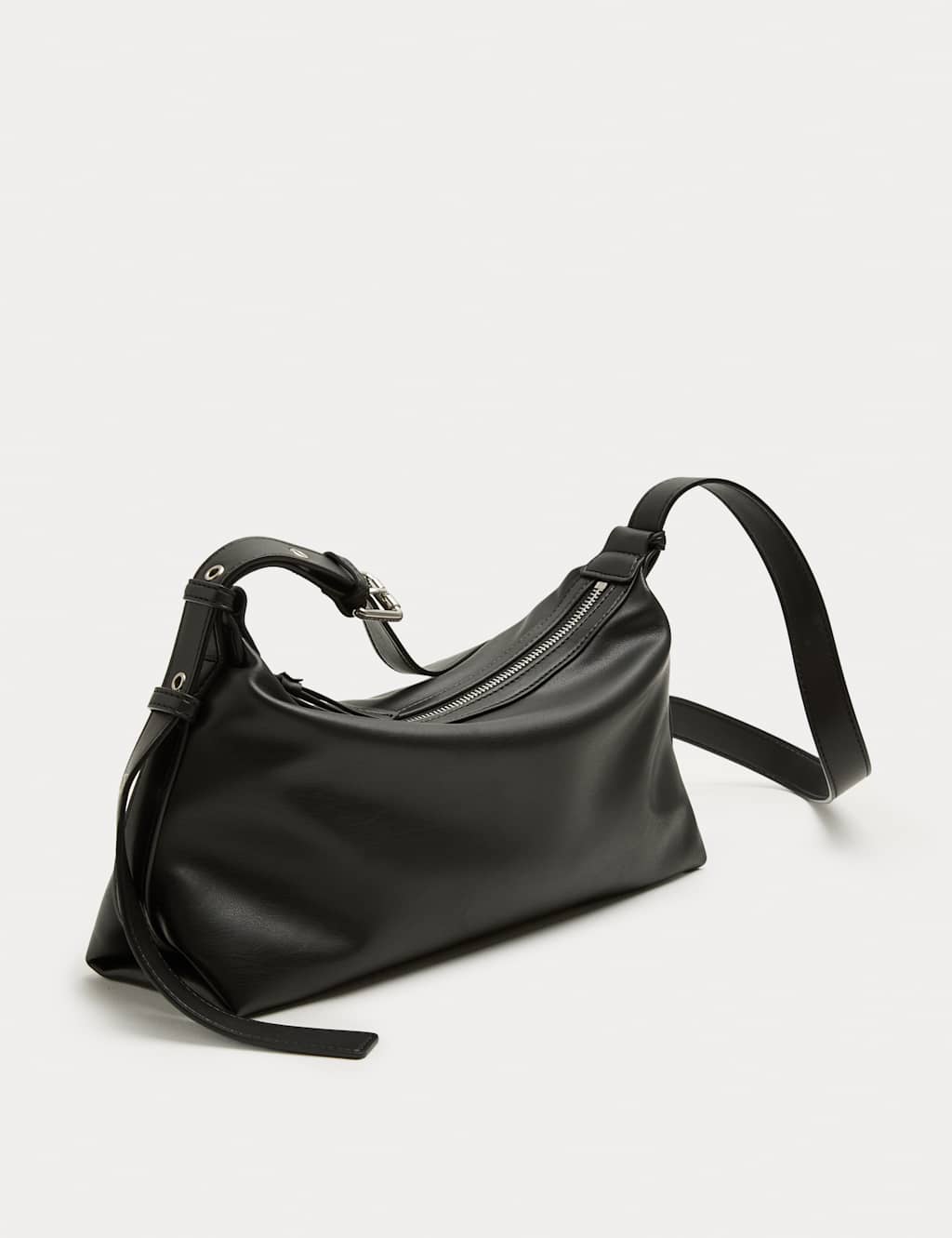 M&S Women's Slouchy Cross Body Sling Bag - Black