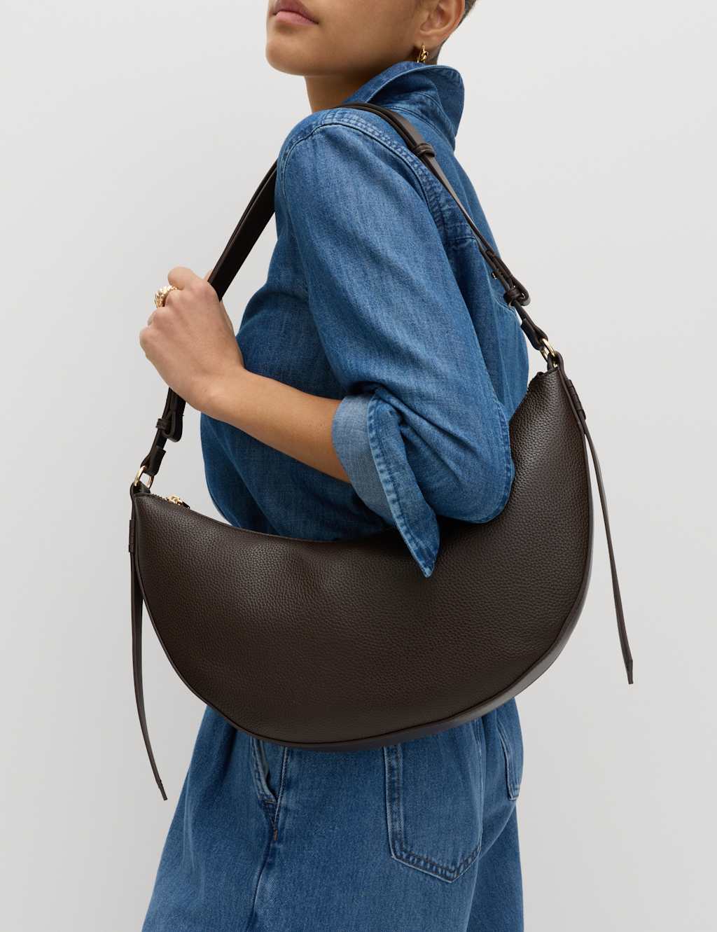 M&S Women's Slouchy Scoop Shoulder Bag - Chocolate