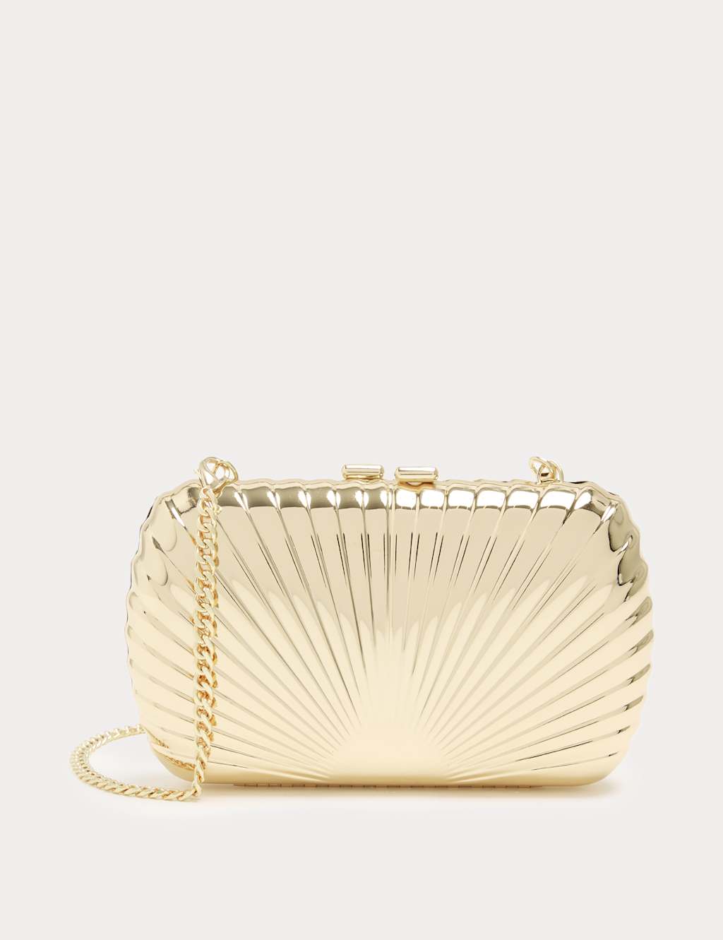 M&S Women's Gold Textured Chain Strap Clutch Bag