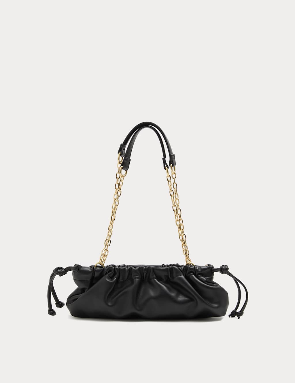 M&S Women's Ruched Chain Shoulder Bag - Black