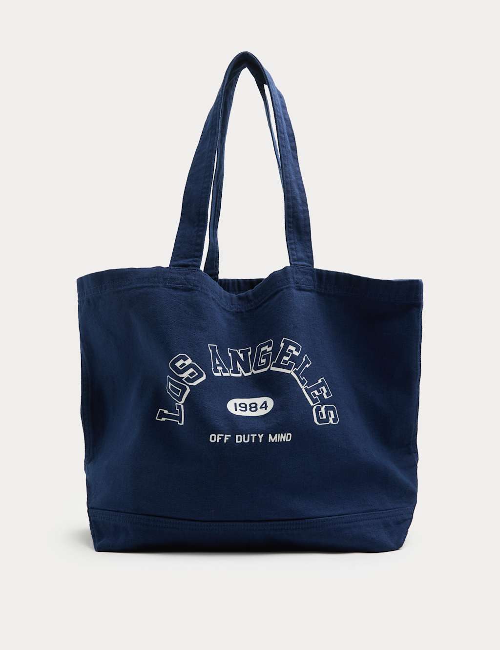M&S Women's Pure Cotton Canvas Graphic Tote Bag - Navy