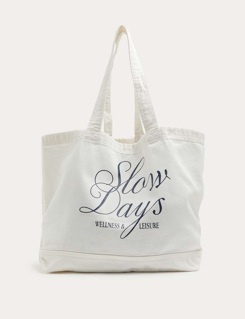 M&S Women's Pure Cotton Canvas Graphic Tote Bag - Ecru Mix