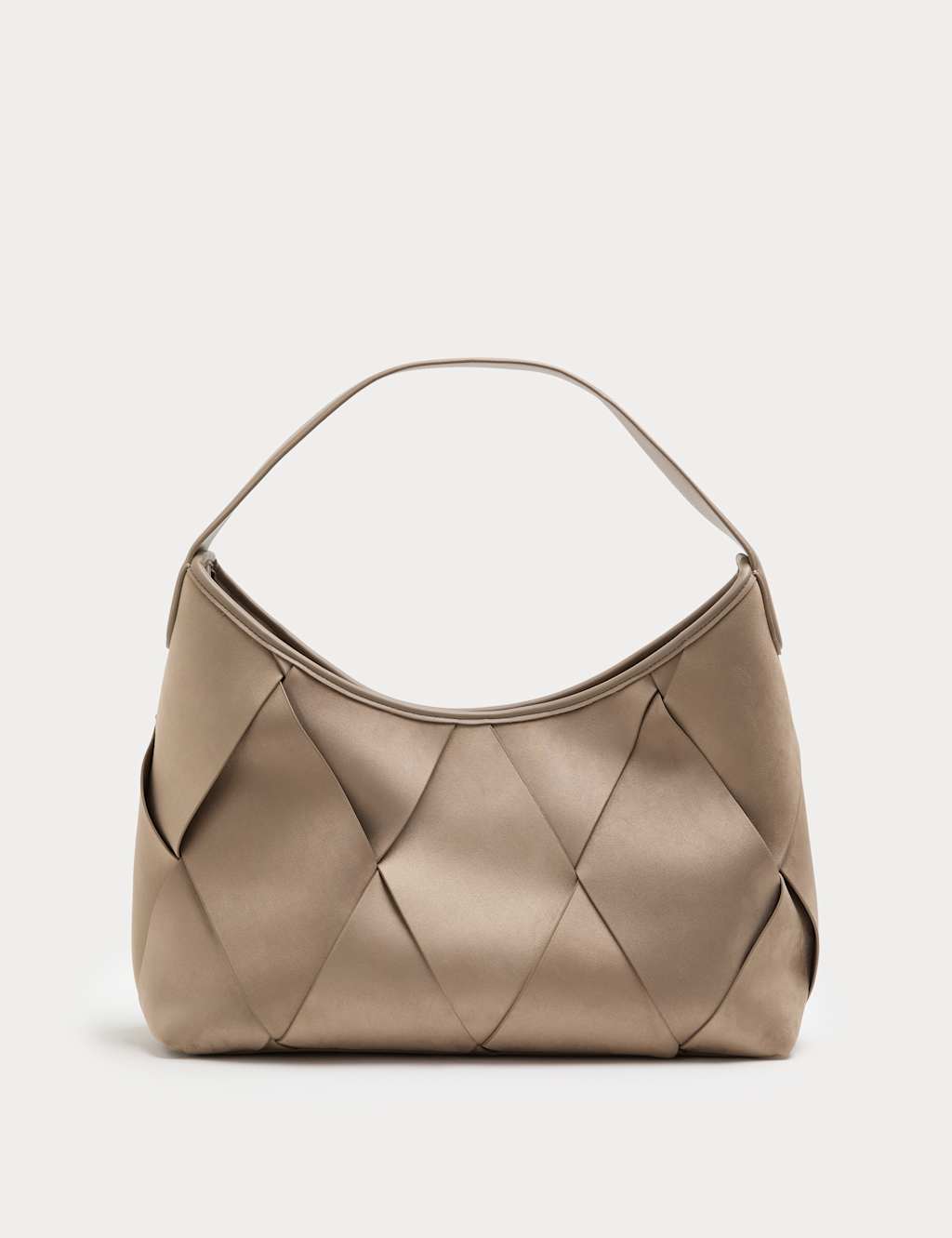 M&S Women's Faux Suede Woven Large Shoulder Bag - Mushroom