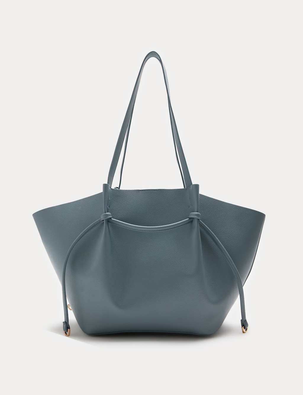 M&S Women's Faux Leather Pinched Strap Detail Tote Bag - Slate Blue