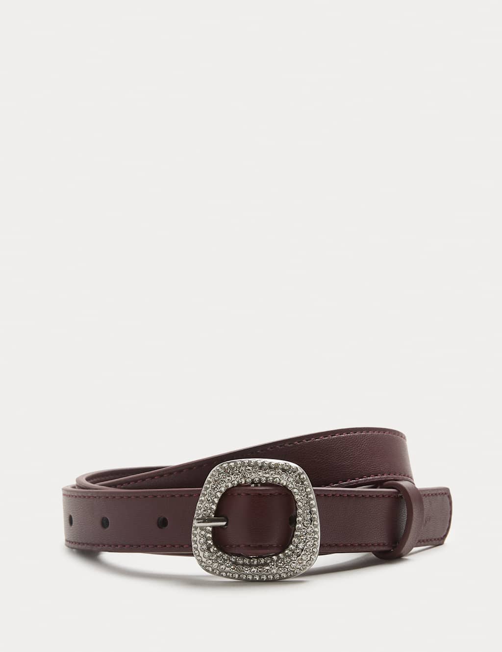 M&S Bling Buckle Waist Belt Burgundy