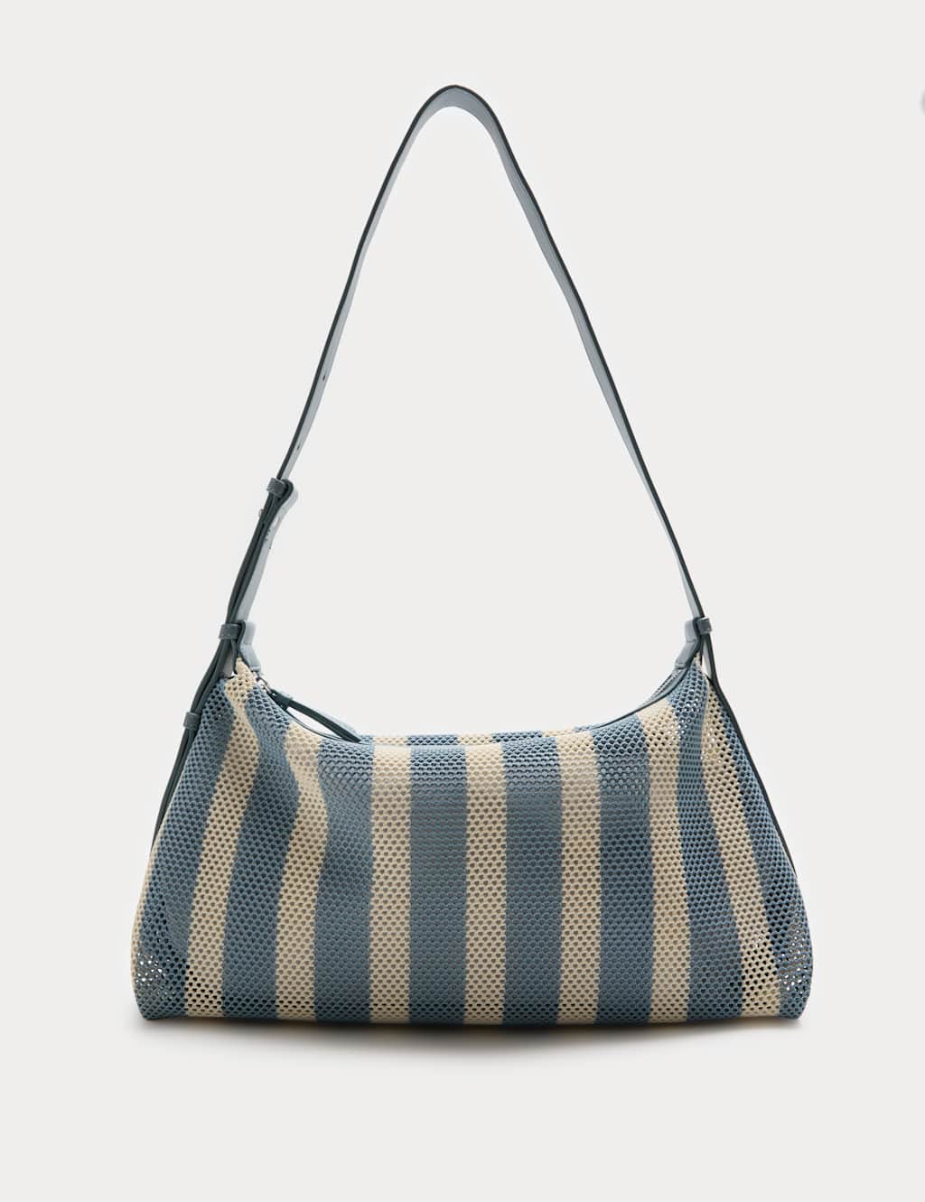 M&S Women's Mesh Striped Shoulder Cross Body Bag - Blue Mix