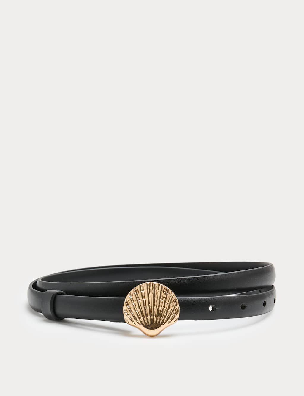 M&S Women's Shell Buckle Waist Belt - Small - Black