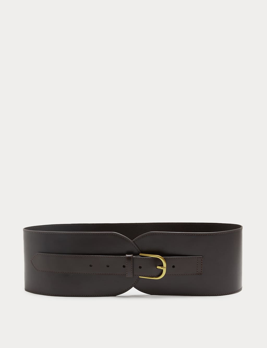 M&S Women's Leather Extra Wide Waist Belt - Large - Chocolate