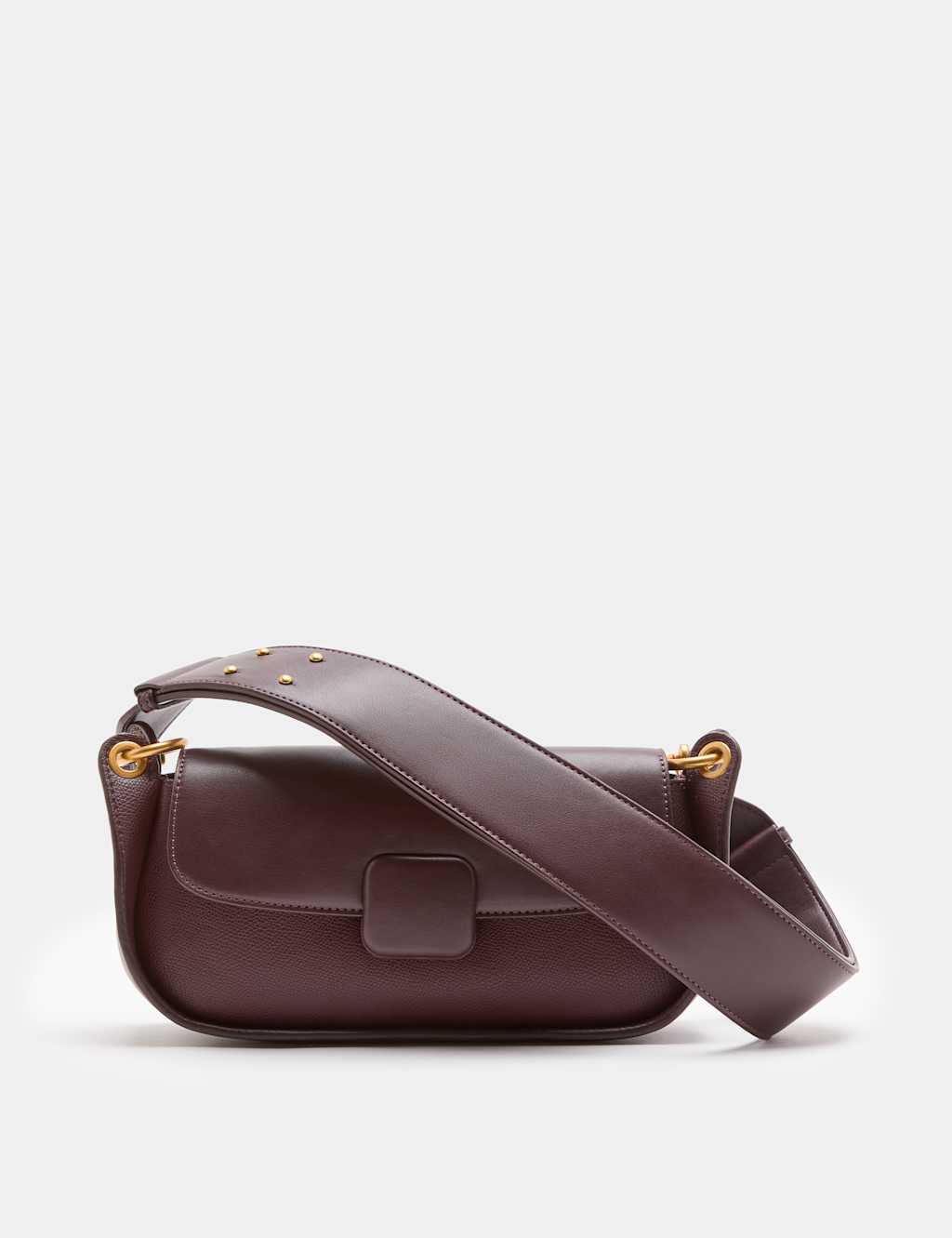 M&S Women's Covered Hardware Studded Shoulder Bag - Aubergine