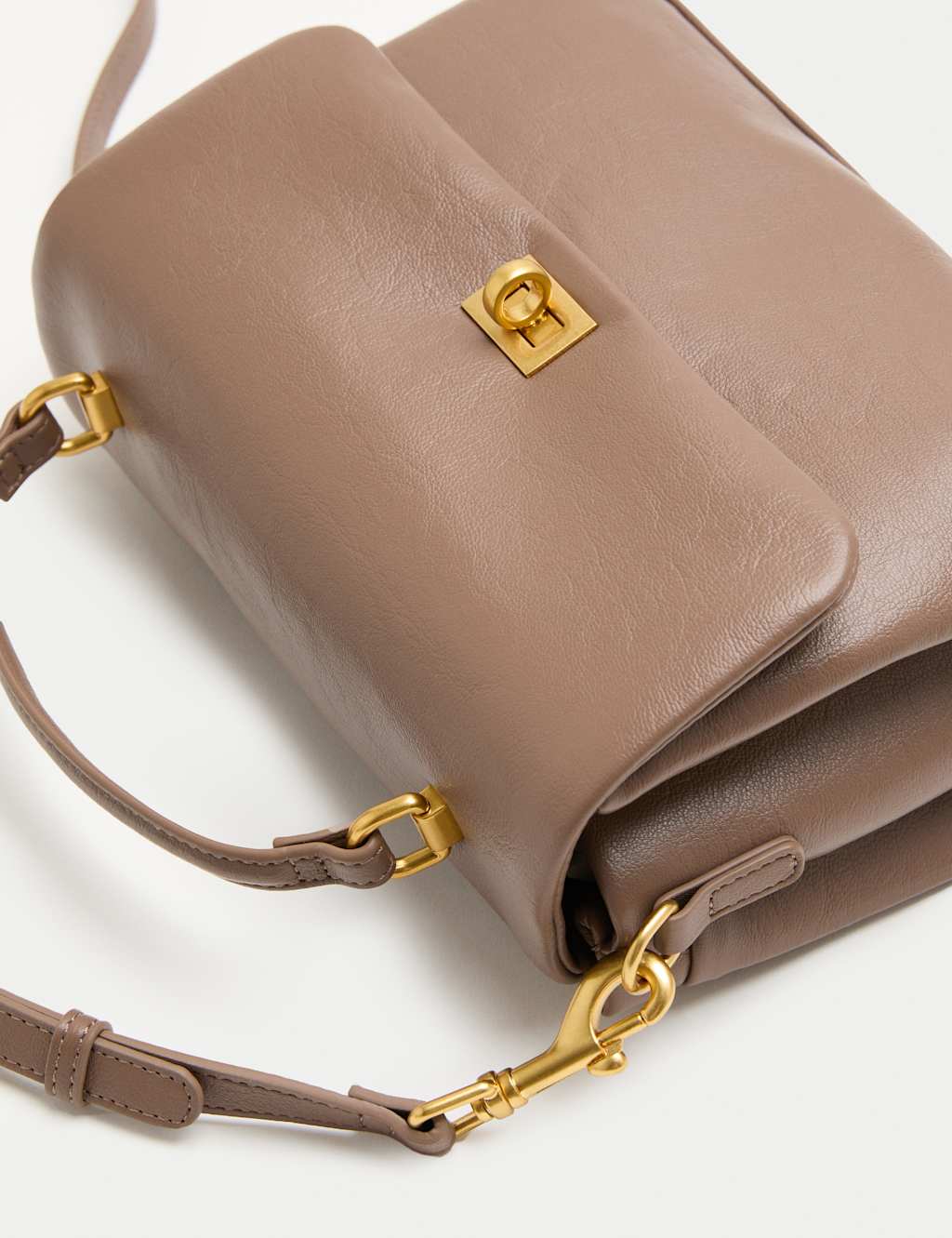 M&S Faux Leather Puffy Cross Body Bag Mocha