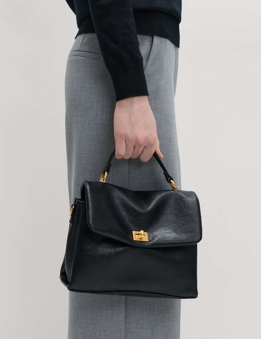 M&S Faux Leather Puffy Cross Body Bag Black