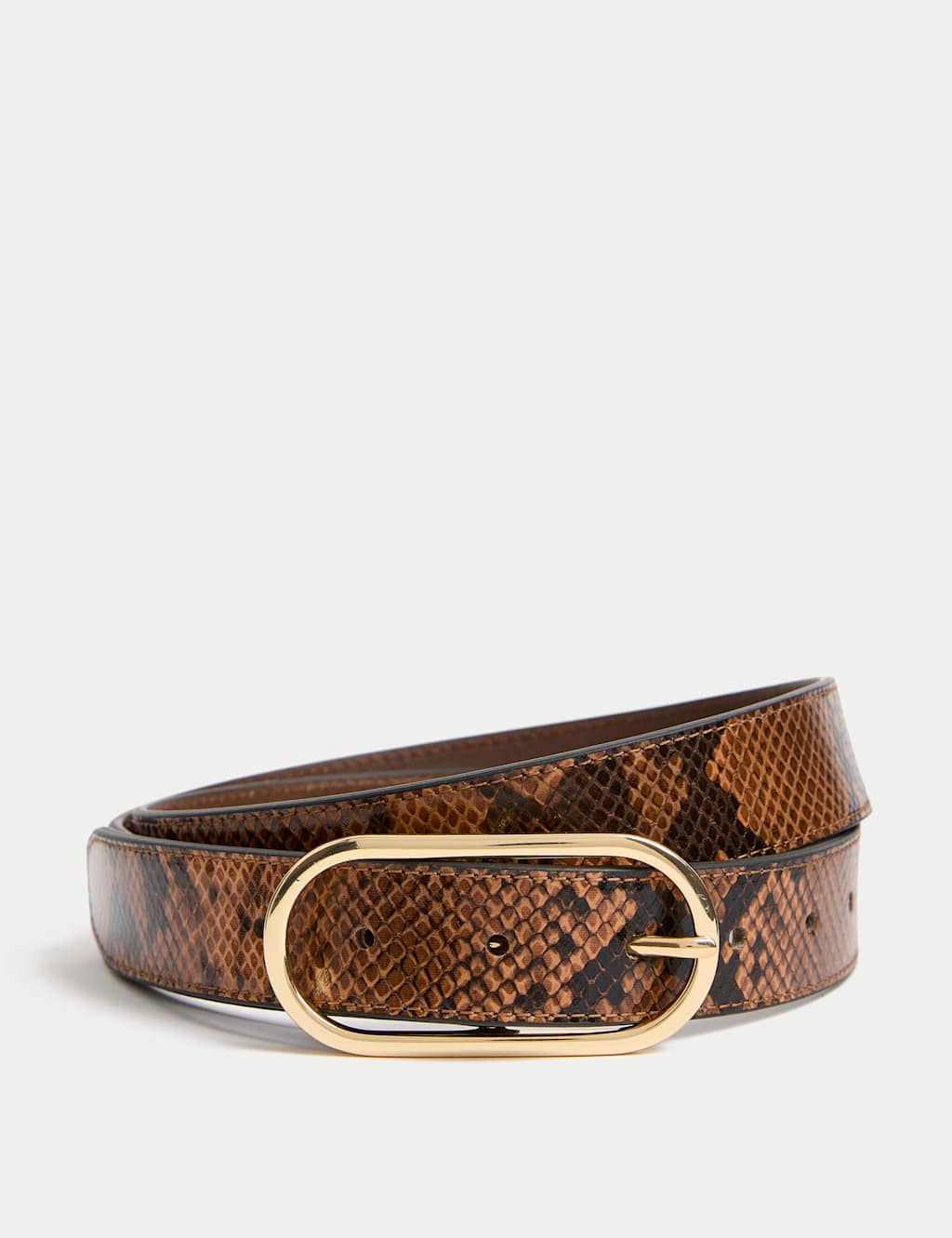M&S Snake Print Jeans Belt Brown Mix
