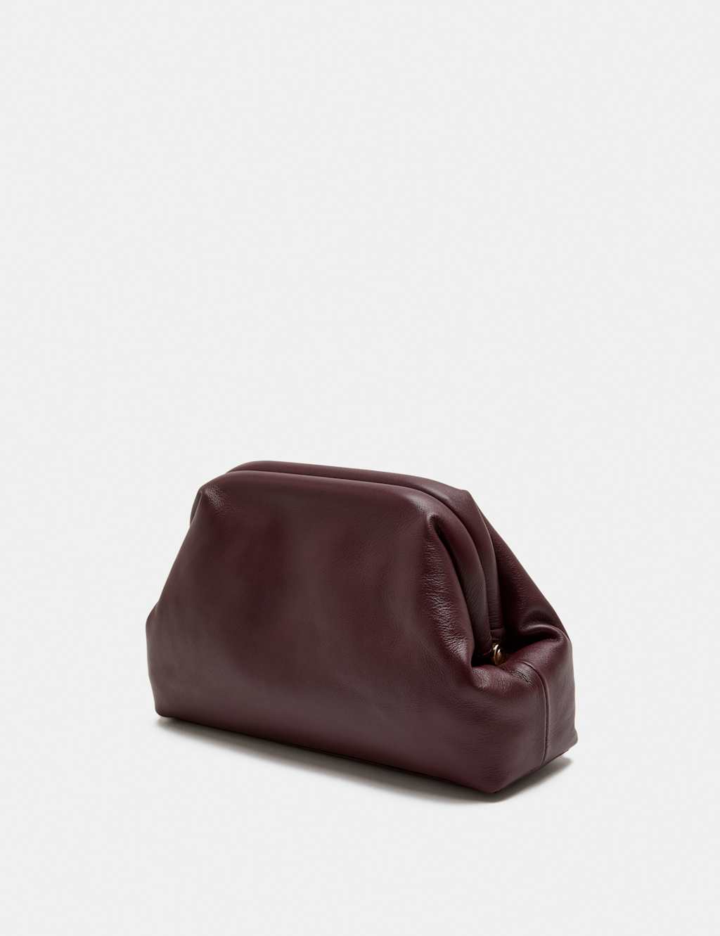 M&S Women's Leather Frame Clutch Bag - Burgundy