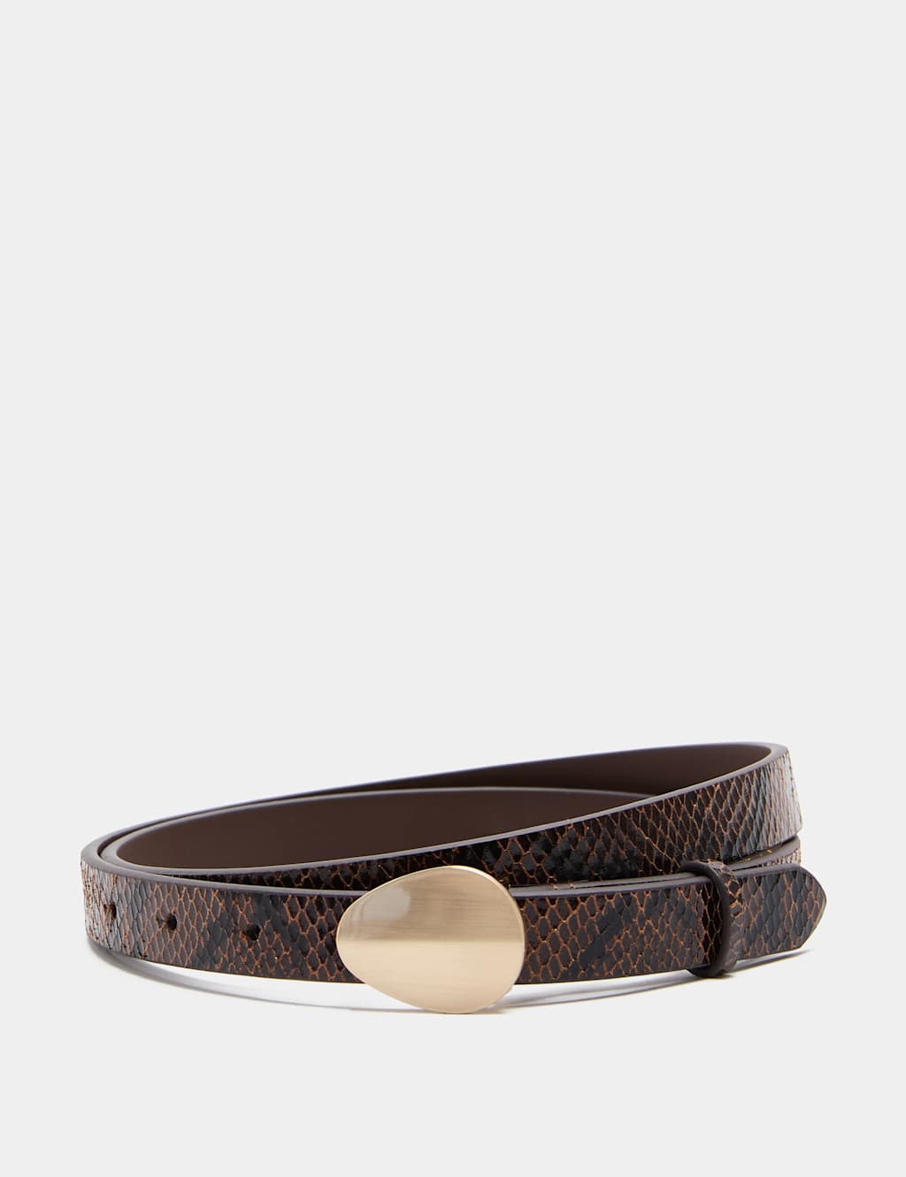 M&S Women's Snake Print Jeans Belt - Extra Small - Brown Mix