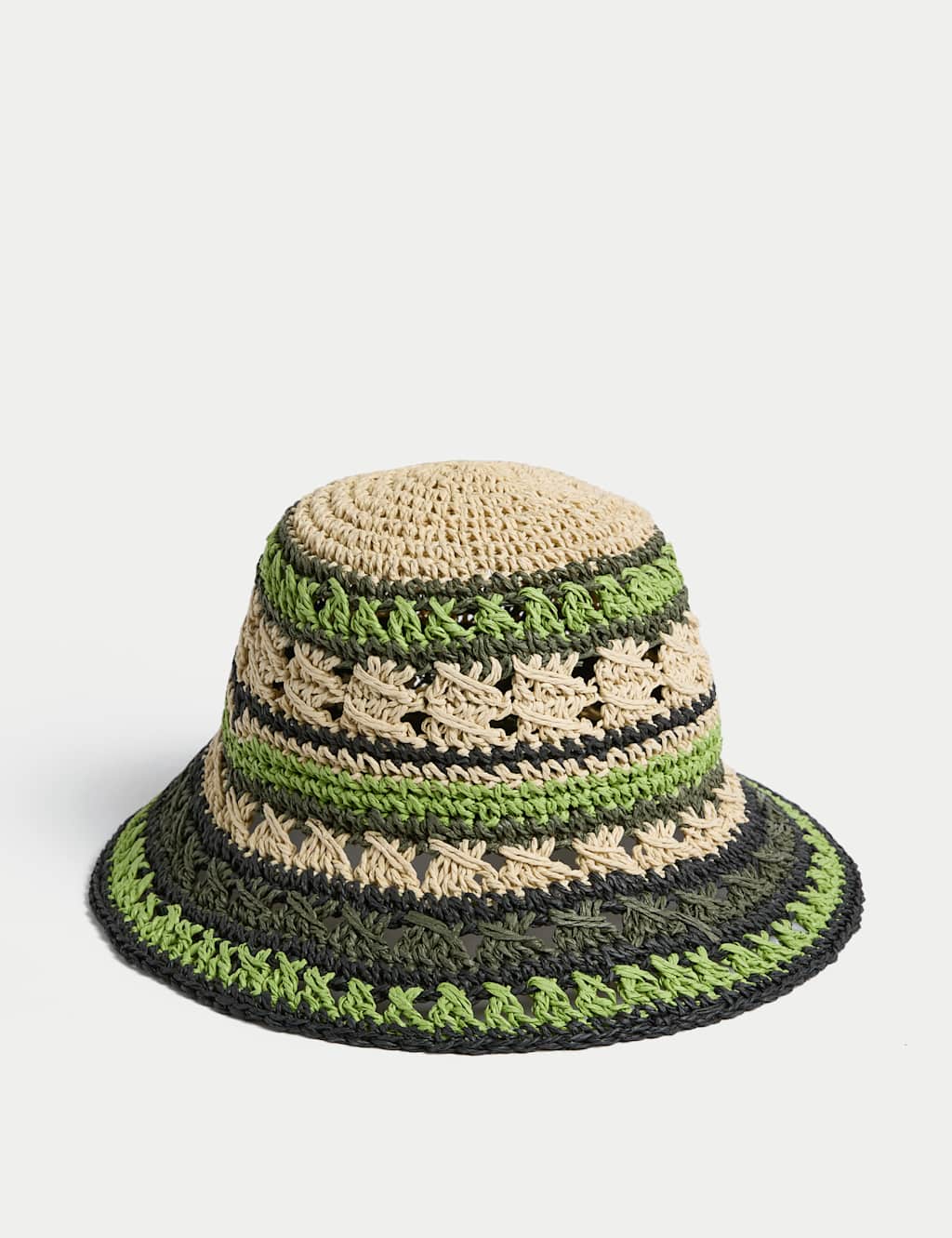 Straw Striped Crochet Bucket Hat