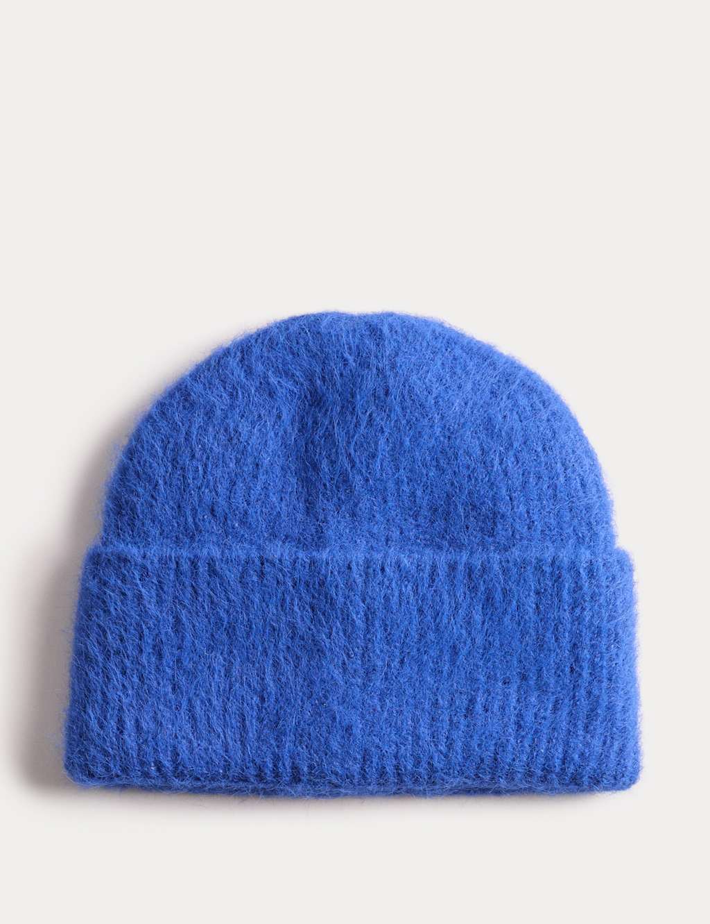 M&S Rib Fluffy Beanie Hat Cobalt