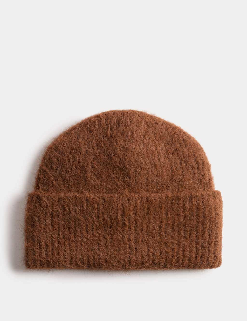 M&S Rib Fluffy Beanie Hat Chocolate