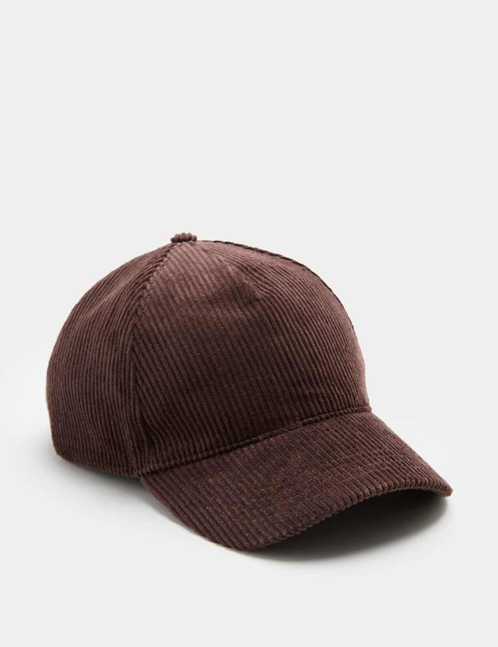 M&S Pure Cotton Cord Baseball Cap Chocolate