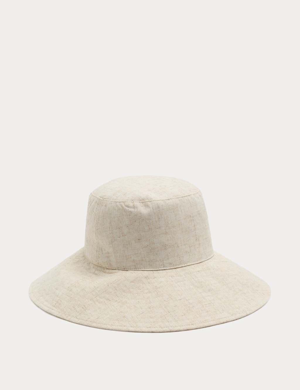 M&S Women's Wide Brim Bucket Hat with Linen - Medium-Large - Cream Mix