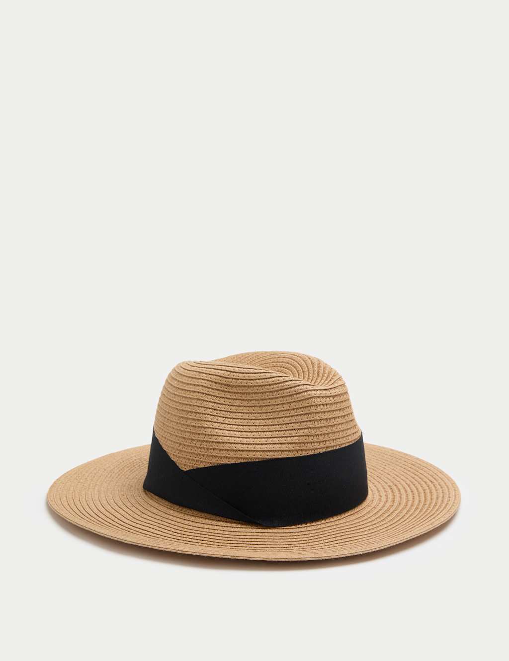 M&S Women's Paper Straw Fedora Hat - Medium-Large - Natural