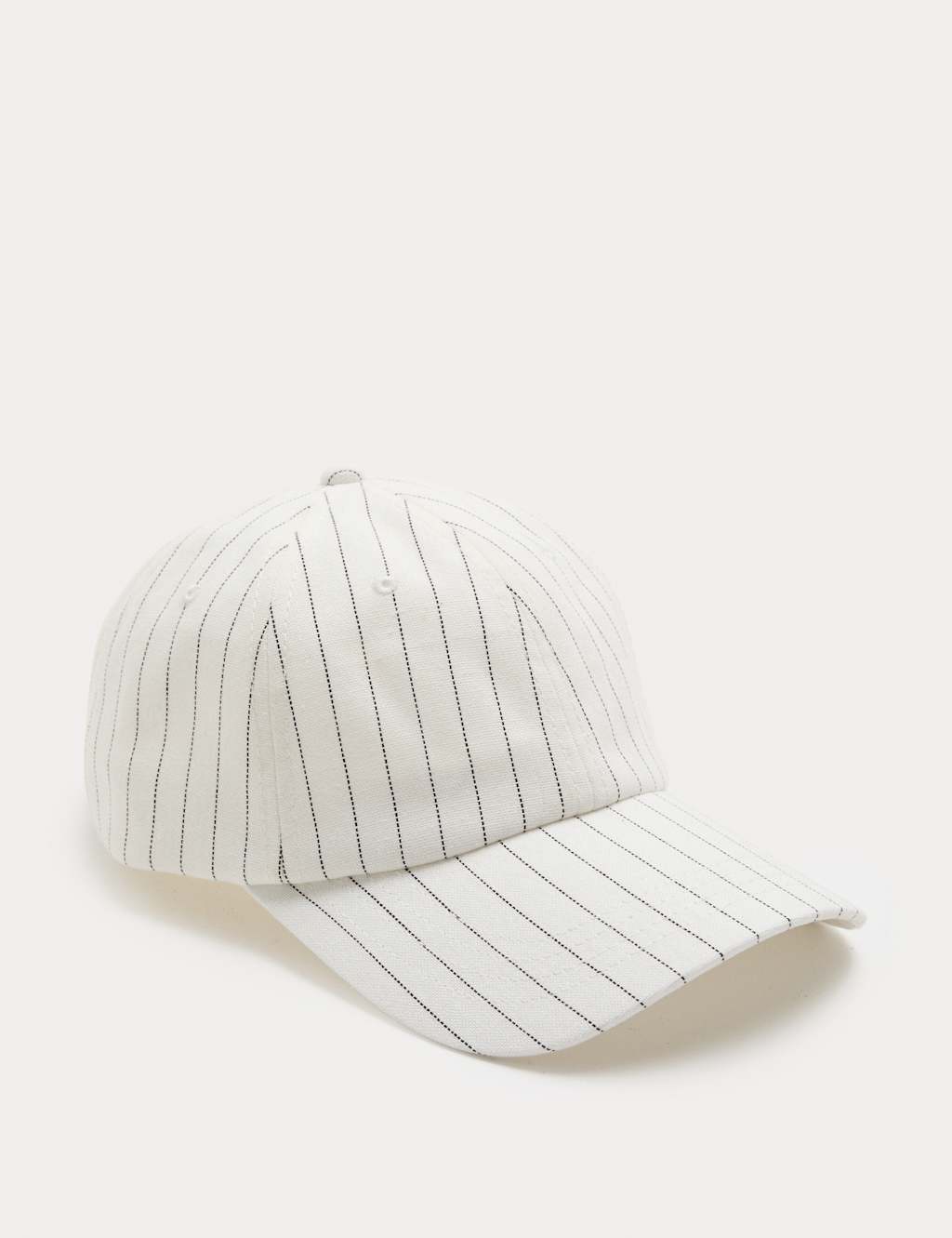 M&S Women's Pure Cotton Striped Baseball Cap - White Mix