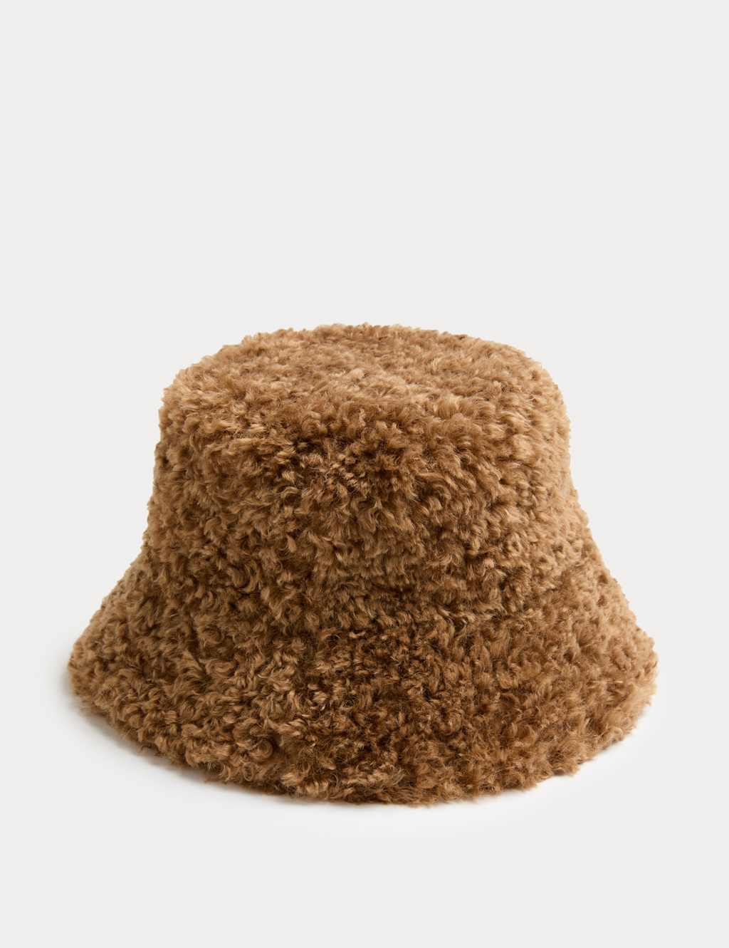 M&S Faux Fur Textured Bucket Hat Caramel