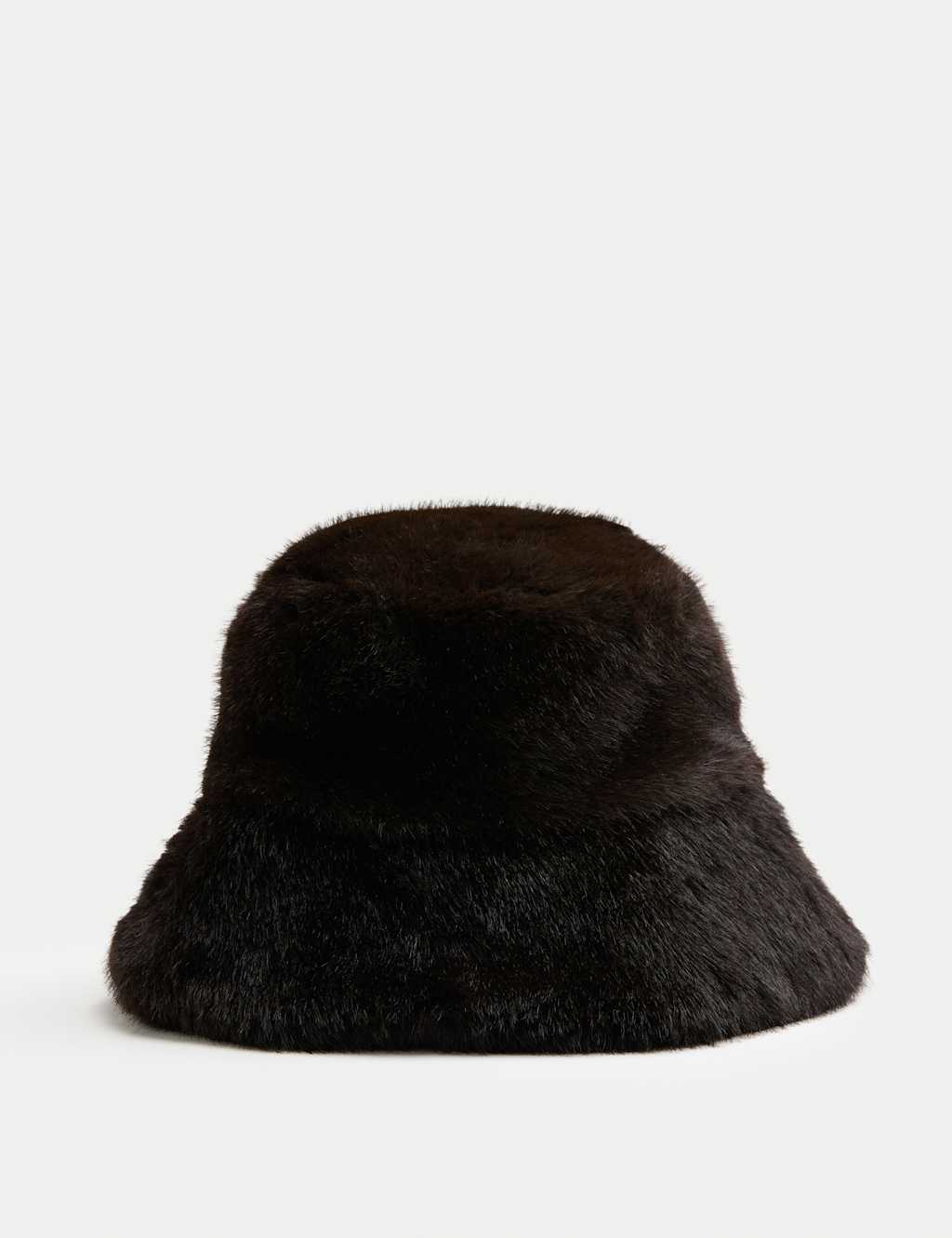 M&S Faux Fur Bucket Hat Chocolate